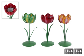 Kandelaar theelichth tulip s a3 metaal 8x8x20cm