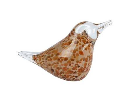 Sculptuur bird liggend bruin glas 15x6x9,5cm