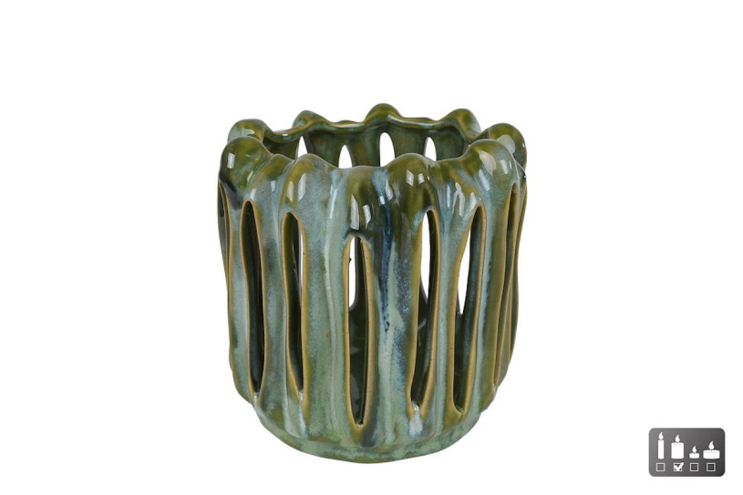 Windlicht richard m groen wit aardew 17x17x16,5cm