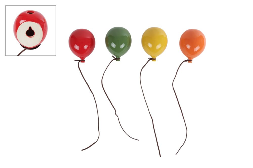 Wandversiering balloon s aardewerk 10,5x8x6,5cm assorti
