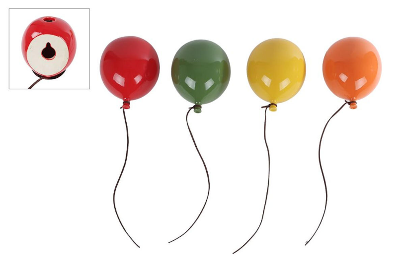 Wandversiering balloon m aardewerk 16x12x10,5cm assorti