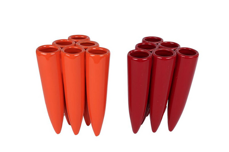 Vaas tube 6x oranje rood a2 aardew 13,5x12,5x20m