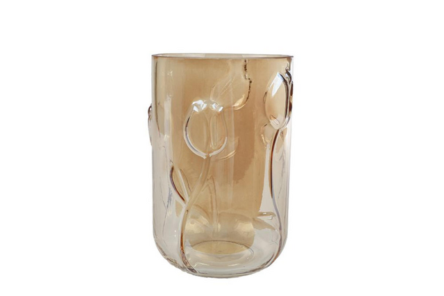 Vaas windlicht fem luster amber glas 13,5x13,5x18,5cm