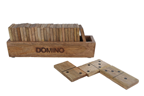 Spel domino naturel mango 20,5x5x7cm