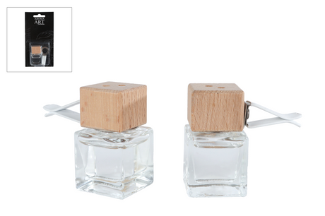 Diffuserset aroma art car clip a4 glas hout 3,5x3,5x5cm