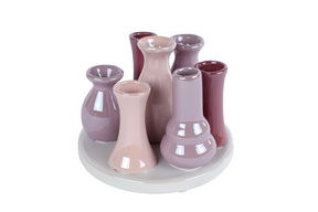 Vaas kay 7x paars lila aardew 14x11x10cm