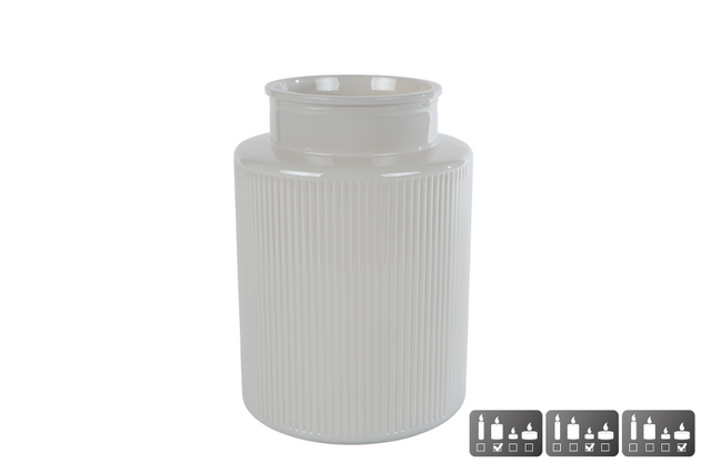 Vaas windlicht niamh l off-white glas 15x15x21cm