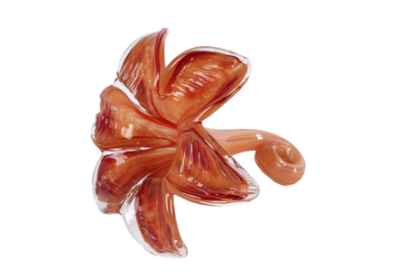 Sculptuur blad amber glas 14x14x11cm