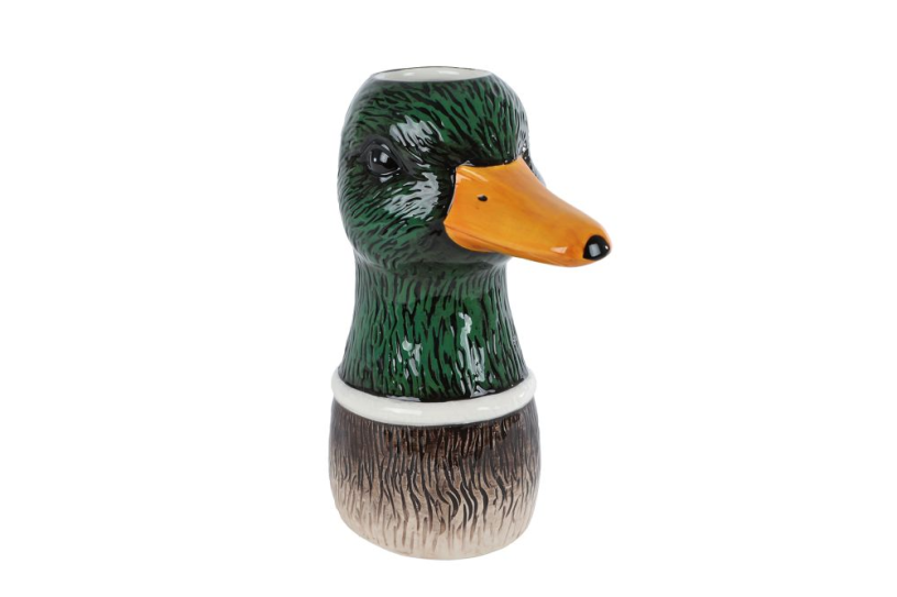 Vaas eend groen aardewerk 18x16,5x24cm