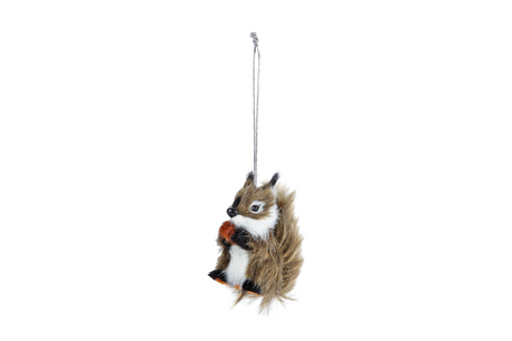 Hang-sculptuur eekhoorn donkerbruin kunststof 7x3,5x6,5cm