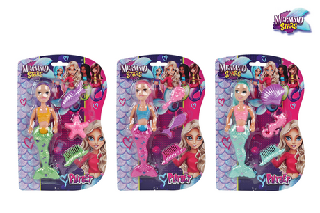 Mermaid stars mermaid met 3 accessoires 3ass 17cm
