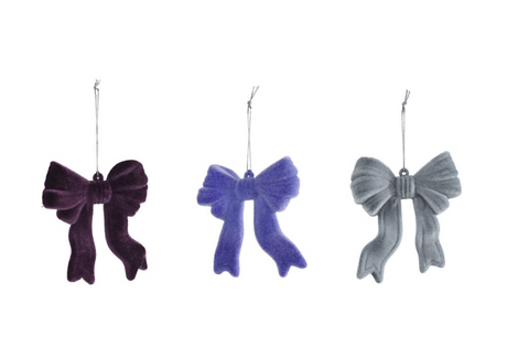 Hang-sculptuur strik flocked kunststof 10x2,5x8cm assorti
