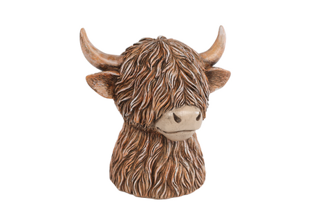 Spaarpot highlander bruin polystone 11x11x12cm