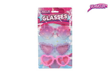 Glamour trendy meidenbrillen 3stuks roze paars