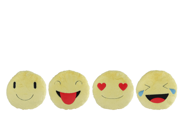 Pluche kussen smile 36x36x10cm assorti