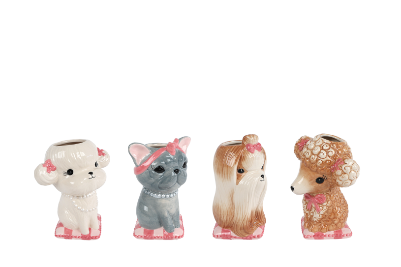 Vaas animals multicolor aardewerk 15x11x18cm assorti
