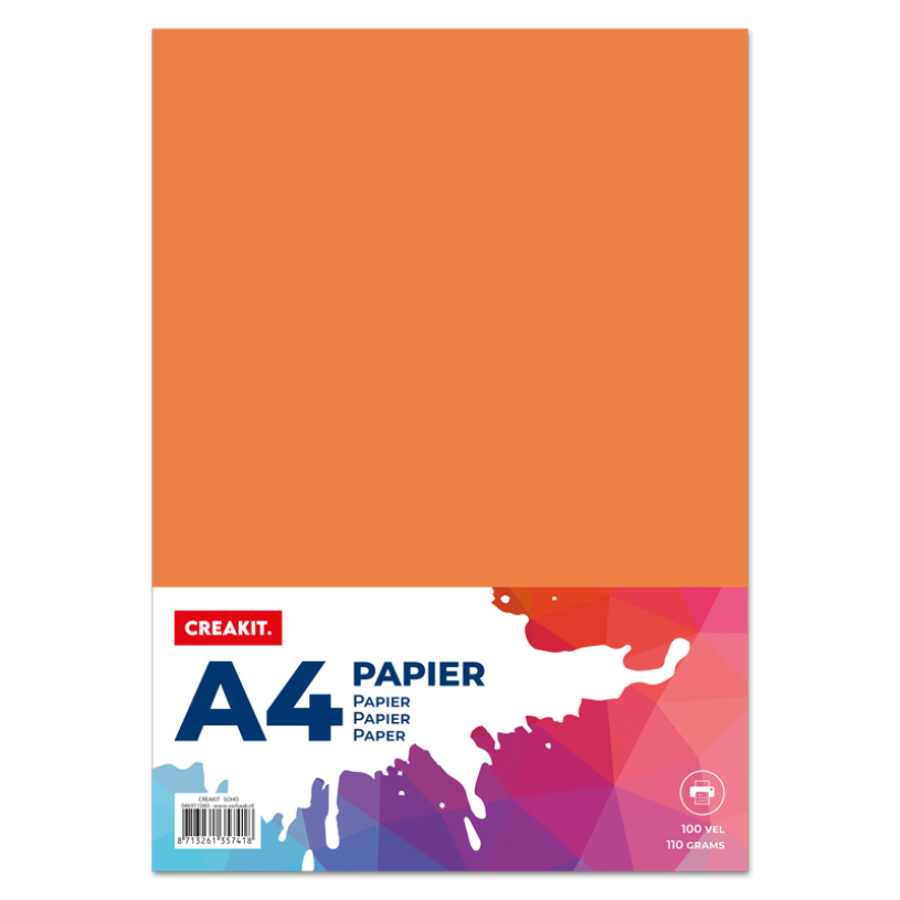 Papier a4 110gr 100 vel - oranje