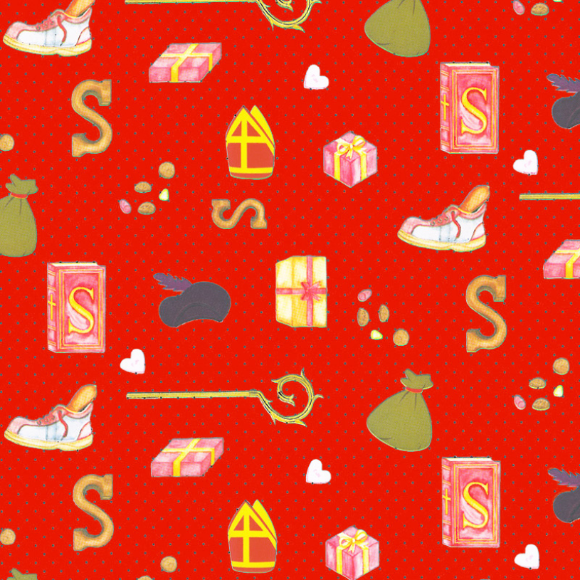 Apparaatrol sint rood stipjes 200mx30cm