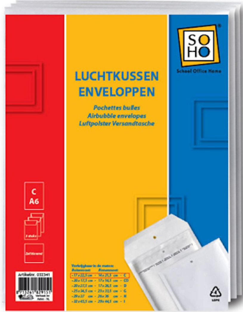 Soho envelop luchtkussen c13 a6 3 stuks