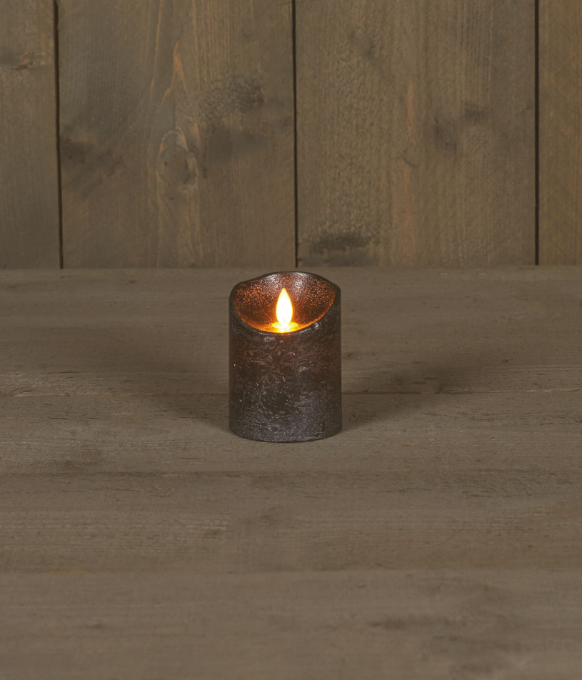 Led kaars rustiek incl. timer - 7.50x10.00cm - antraciet