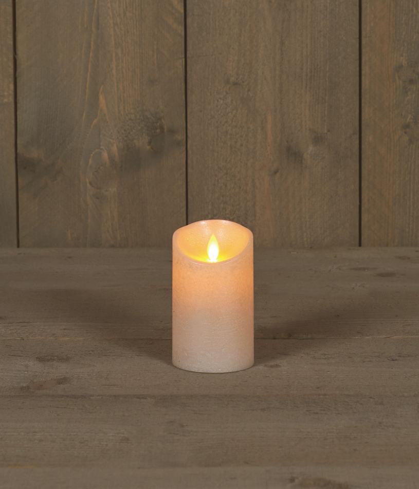 Led kaars rustiek incl. timer - 7.50x12.50cm - parelmoer