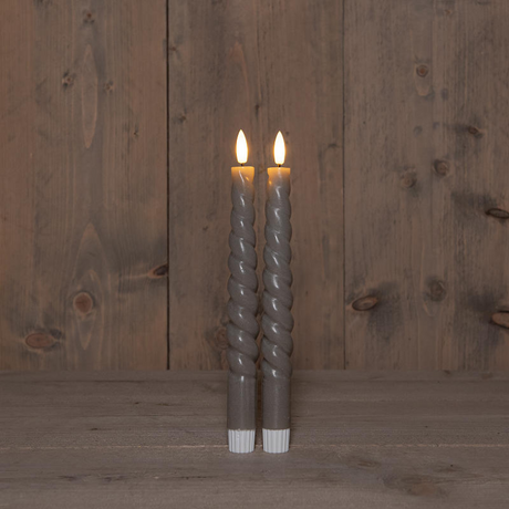 Led kaars swirl diner incl. afstandsbedieing - 23cm - taupe