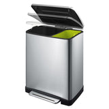 Eko Eko Garbage Can con pedal E-Cubo 28 L+18 L Mateo de color plateado