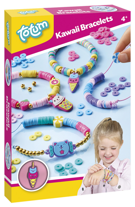 Totum kawaii bracelets bedelarmbandjes maken - 4 stuks - 360+ heishi-kralen - speelgoed kinderen - knutselen - voor meisjes en jongens - vanaf 4 jaar