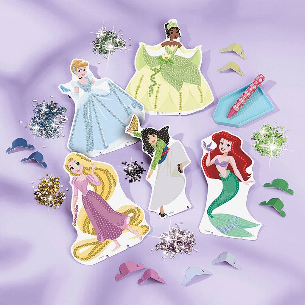 Totum disney princess knutselset 5 fashion prinsessen versieren met 1000+ strass steentjes - diamond painting knutselen creatief speelgoed