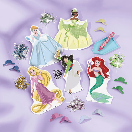 Totum disney princess knutselset 5 fashion prinsessen versieren met 1000+ strass steentjes - diamond painting knutselen creatief speelgoed