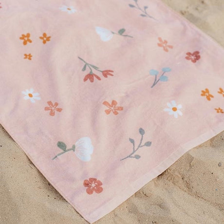 Merkloos sans marque little dutch pink flowers strandlaken 60x120 cm lichtroze