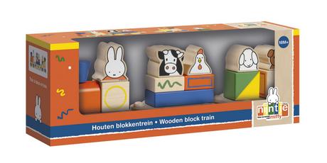 Bambolino nijntje houten blokkentrein - 3 wagons - peuter en kleuter speelgoed - voor meisjes en jongens - vanaf 1,5 jaar - speelgoed kinderen - toys