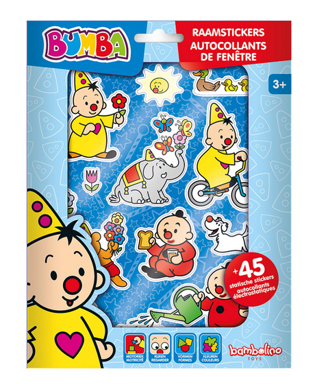 Bambolino bumba verplaatsbare raamstickers - 4 vellen - met speelachtergrond - peuter en kleuter speelgoed - knutselen - voor meisjes en jongens - vanaf 3 jaar - speelgoed kinderen - toys