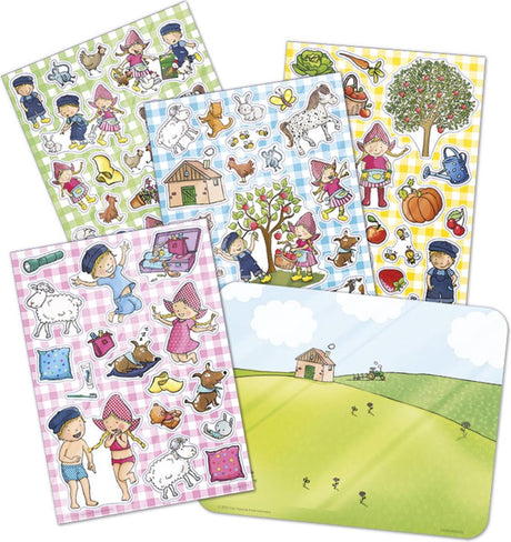 Fien teun verplaatsbare raamstickers - 4 stickervellen - met speelachtergrond - peuter en kleuter speelgoed - knutselen - voor meisjes en jongens - vanaf 3 jaar - speelgoed kinderen - totum