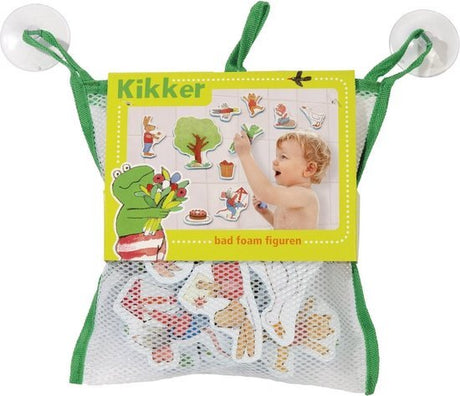 Bambolino kikker badspeelgoed met drijvende foamfiguren - plakt op tegels - opbergnet met zuignappen - peuter en kleuter speelgoed - voor meisjes en jongens - vanaf 1 jaar - speelgoed kinderen - toys