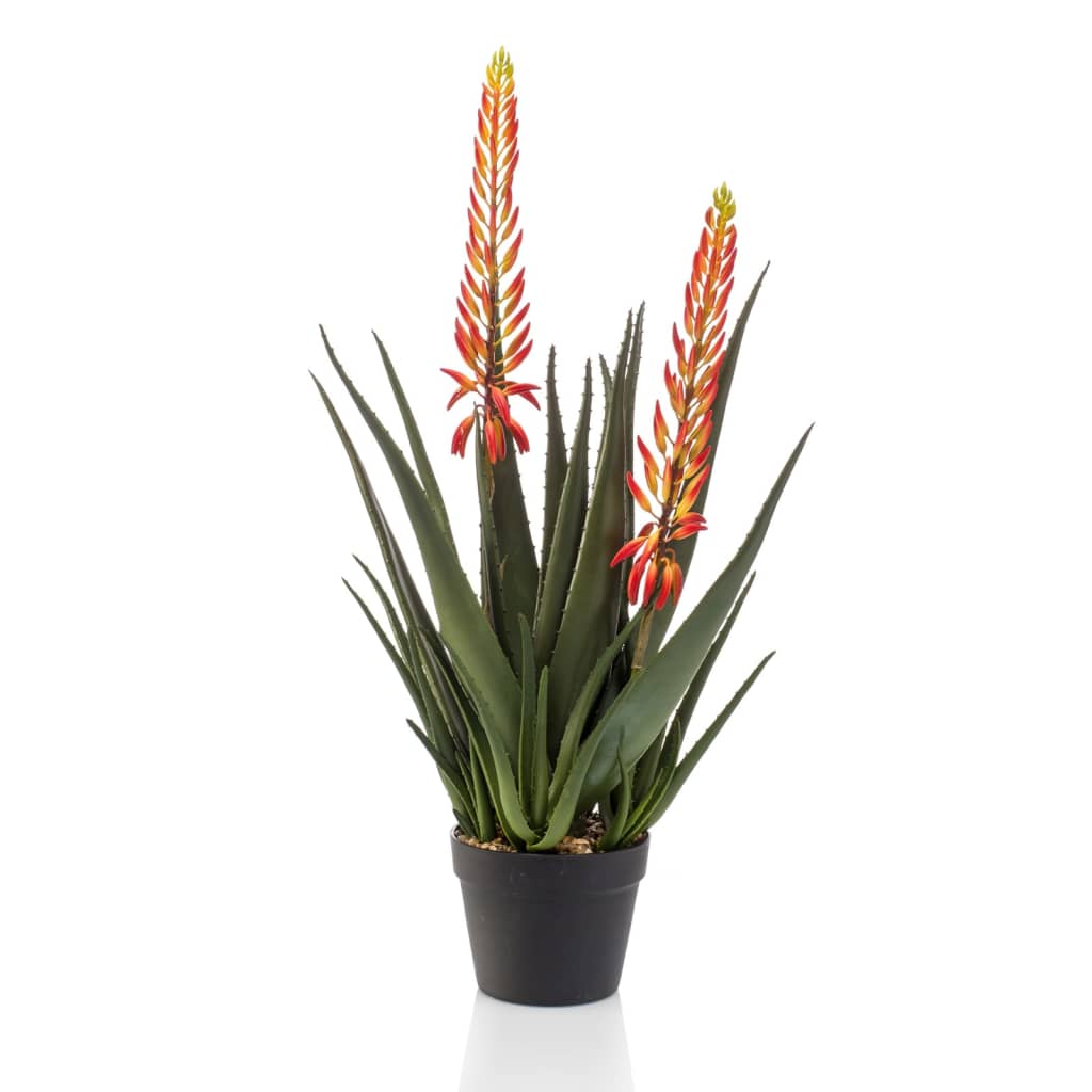 Emerald Emerald Art Plant in Pot Aloe with 2 flowers 80 cm