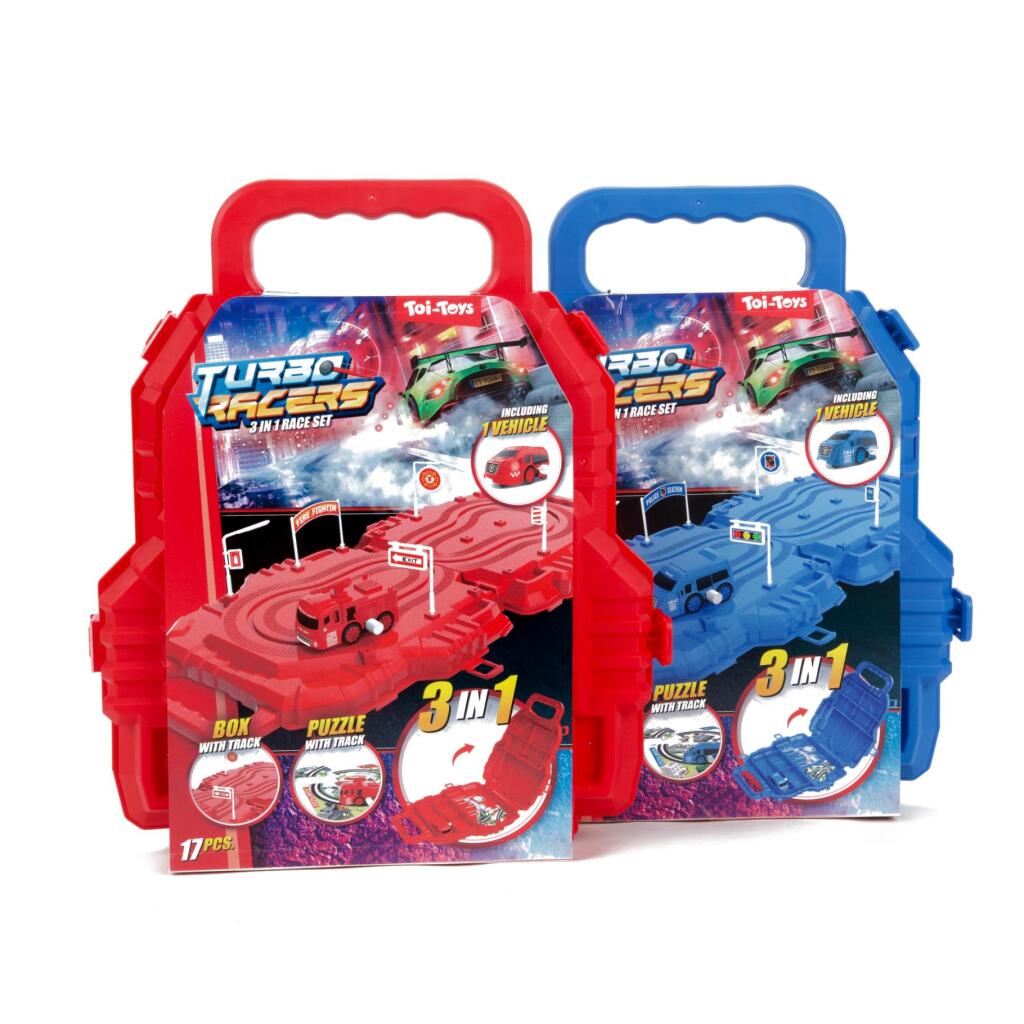 Toi-Toys racing set in suitcase different colors