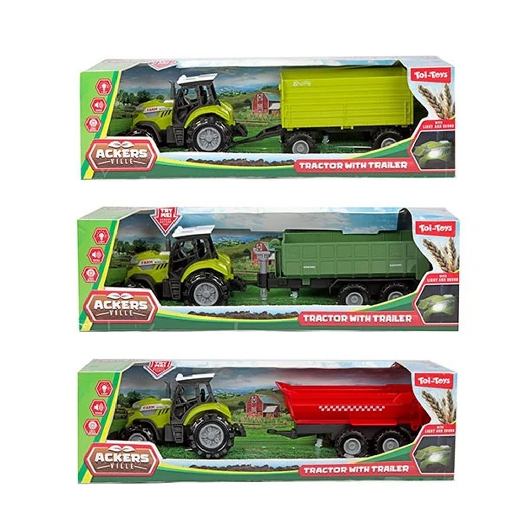 Toi-Toys Ackers ville traktor med trailer + ljus och ljud sorti