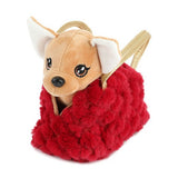 Toi-toys peluche chihuahua cane in borsetta caldante