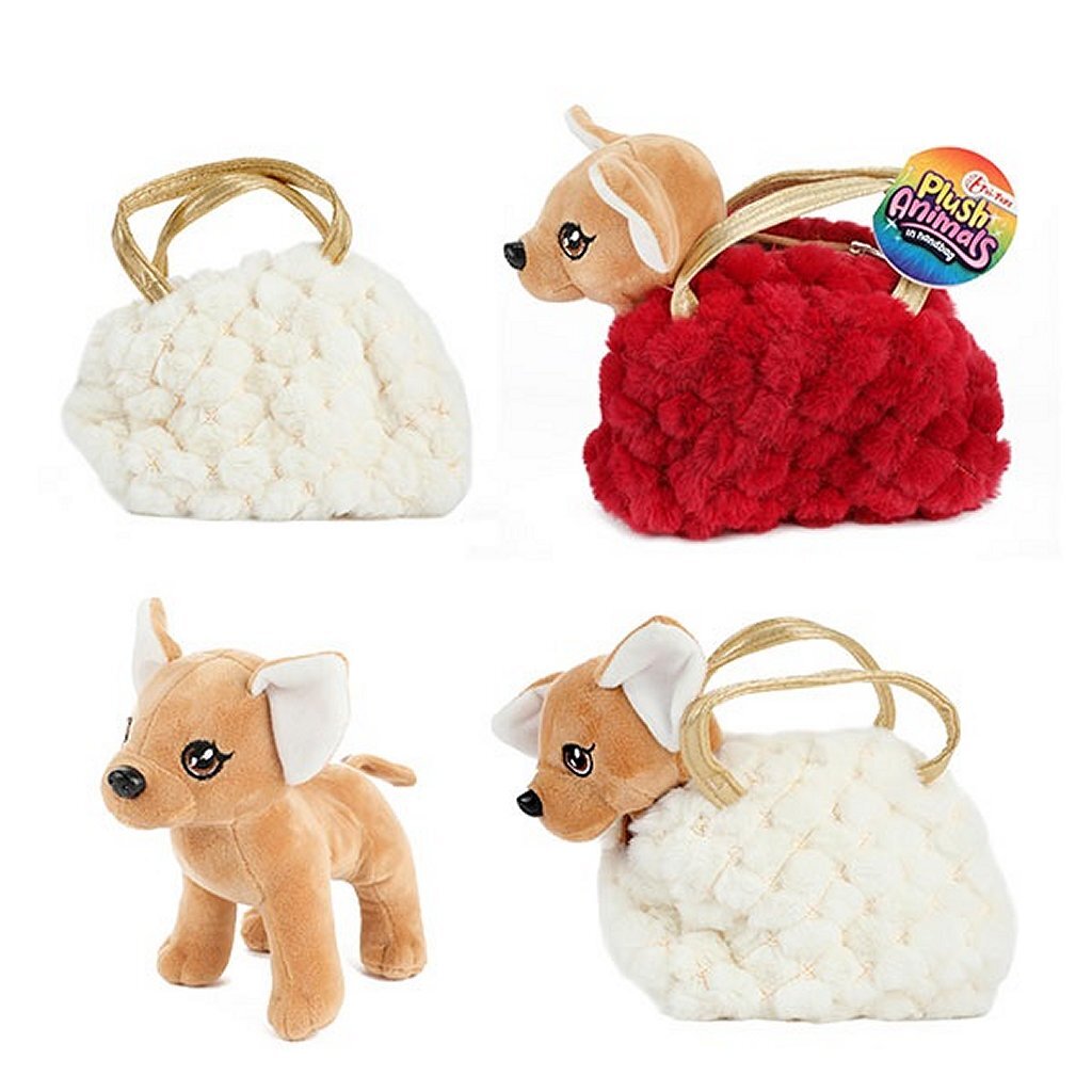 Toi-Toys Plüsch Chihuahua Hund in einer blutlingen Handtasche