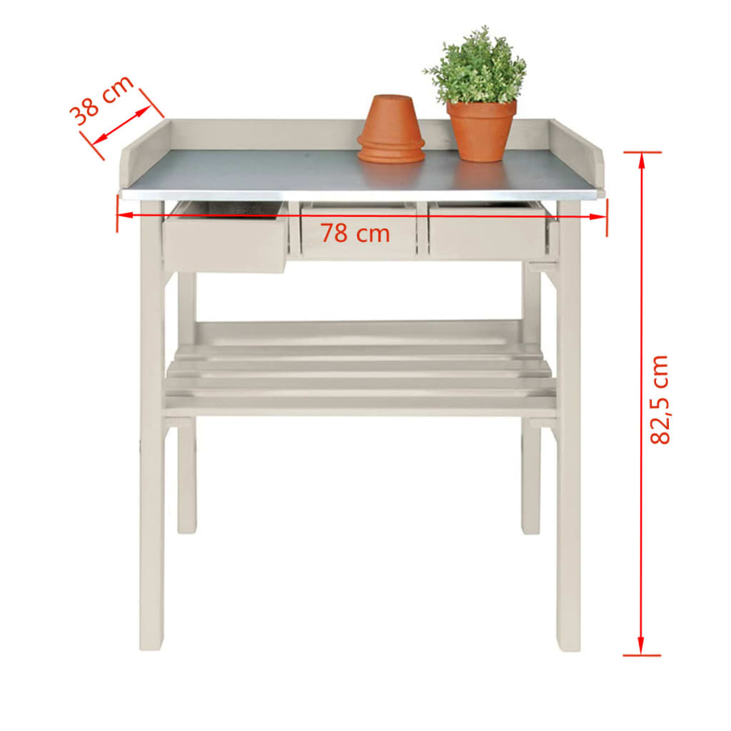 Esschert Design Esschert Design Garden Work Table med skuffer (hvitt) CF29W