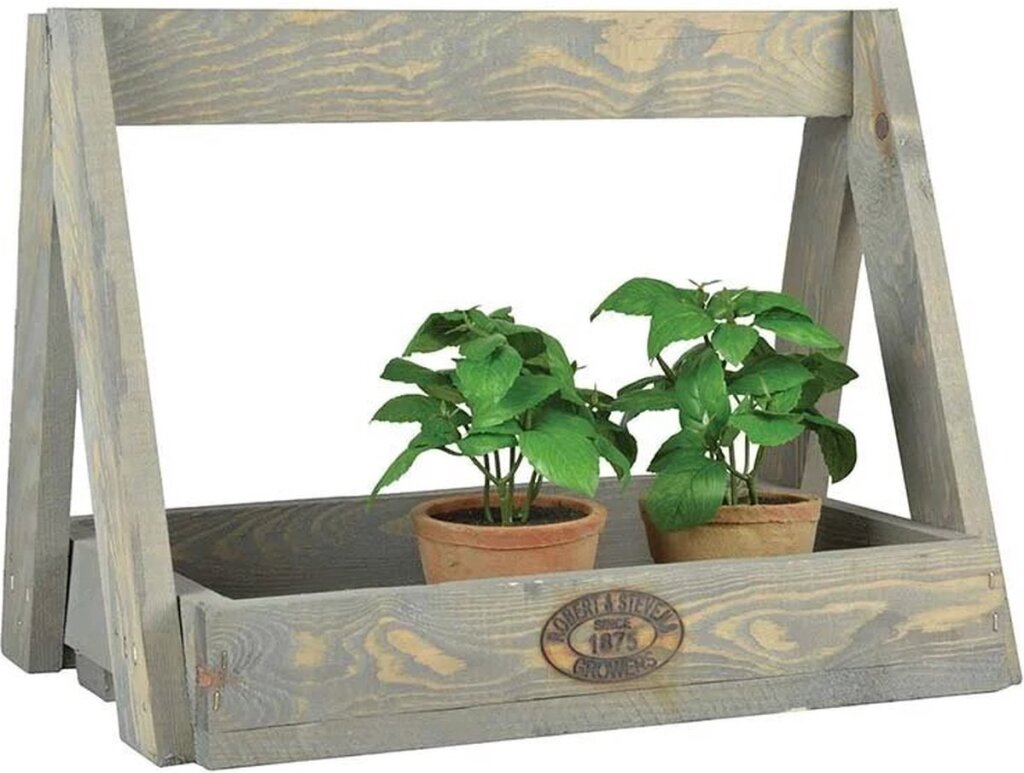 Esschert design esschert design houten plantenrek 29x39.2x28.9 cm grijs