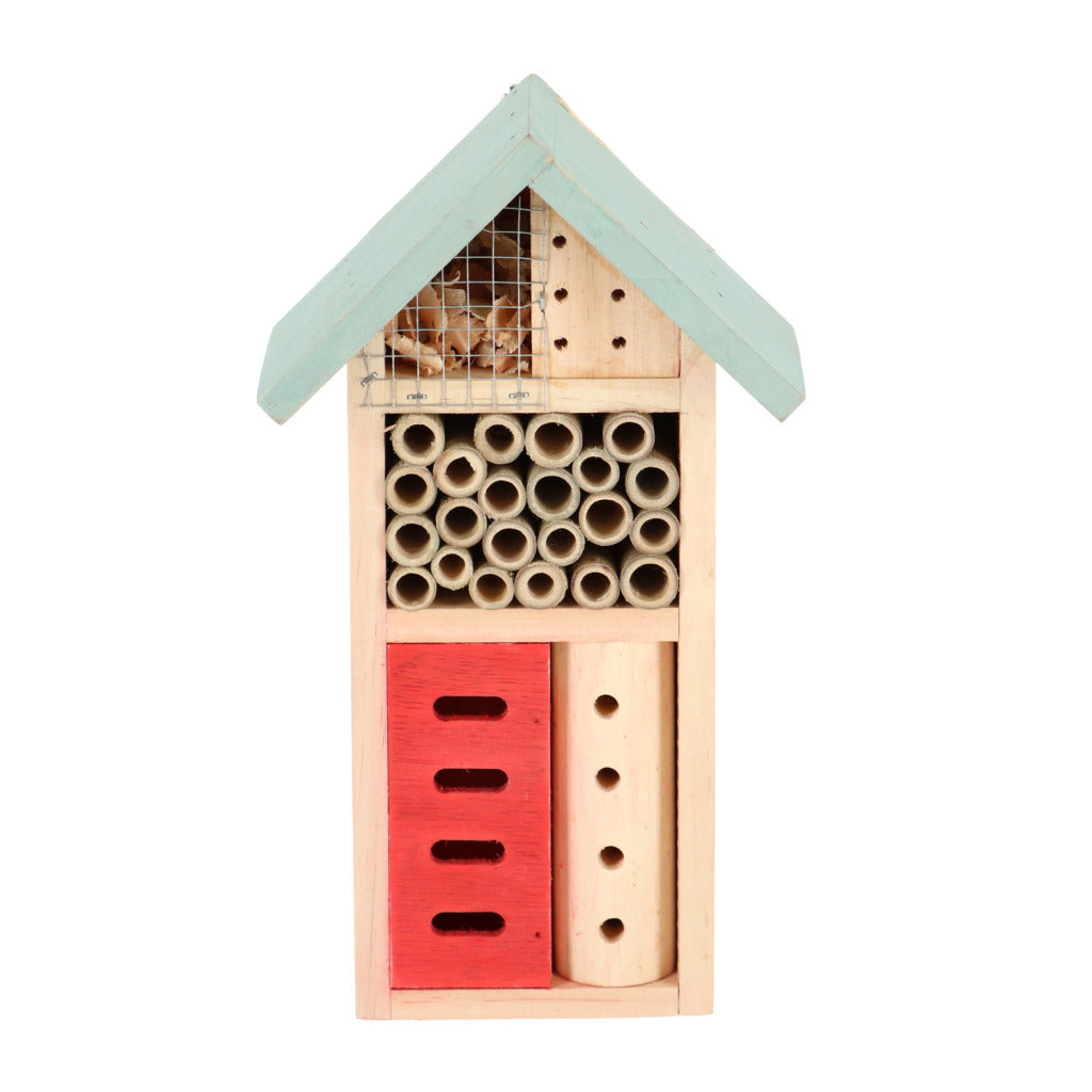 Esschert Design wooden insect hotel 9x15x26 cm natural mint green red