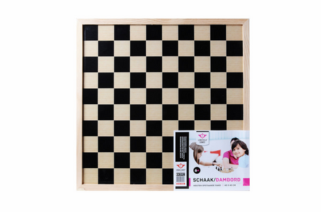 Longfield tweezijdig schaak- en dambord van hout – groot spelbord 40 x 40 cm – houten bord voor schaakspel dammen – klassiek bordspel – engelhart