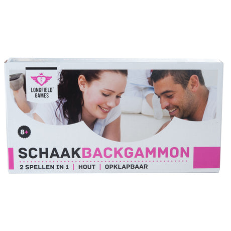 Backgammon longfield schaak en houten cassette 30x16x4 cm
