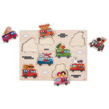 Botones de madera de Engelhart Puzzle Food Trucks 8 piezas