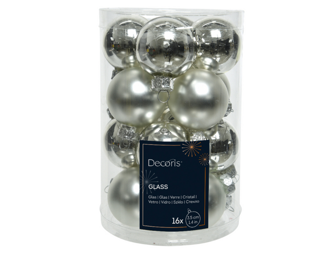 Kerstbal glas 3.50cm 16 stuks - zilver