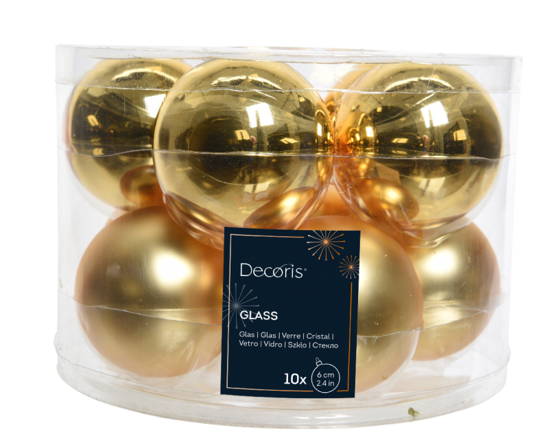 Kerstbal glas 6.00cm 10 stuks - goud