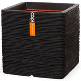 Capi plantenbak nature rib vierkant 30x30 cm zwart kblr902