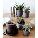 Capi Capi 4-piece flower pot set Nature Rib Anthracite-colored